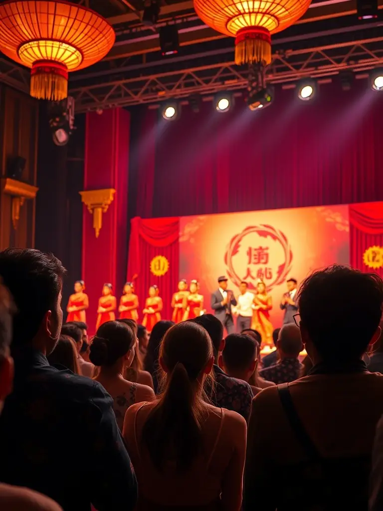 An image of a cultural event held at the Château, such as a concert or theatrical performance, with attendees enjoying the ambiance and entertainment.